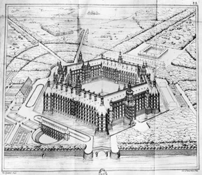Reconstrucción de la Abadía de Theleme, ilustración de 